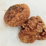 肉のたかさご - 牛タン塩メンチとTHEからあげ(280円＋210円＋税)