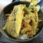 武州うどん江川 - ランチセットの小天丼