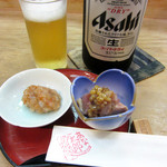 穴子料理と地酒 浅草 川井 - ビールとお通し