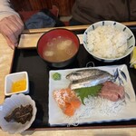 丸や - お刺身おまかせ三品