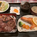 レストラン とまと - ステーキ重とエビフライ 1,620円