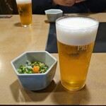 玄品 池袋 ふぐ・うなぎ・かに料理 - お通し・生ビール
