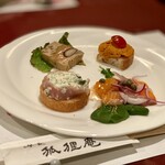 狐狸庵 - ★きのこのテリーヌ
      ★トマトムース
      ★鮮魚のカルパチョ＆ハーブチーズ