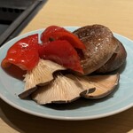 雪月花 たなかさとる - 焼き野菜(椎茸、黒アワビ茸、パレルモ)