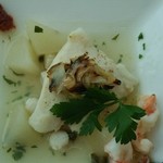 代官山ASO チェレステ - 魚介のムースを纏った舌平目のバポーレと冬瓜
      アクアパッツァ仕立て