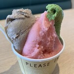 ソレイム - カプチーノ・宇治抹茶・ストロベリーシャーベット