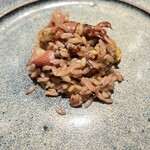 RISTORANTE IL NODO - ホタルイカのリゾット、小田原志村さんのほしゆたか、白米・玄米・黒米と３種の米、ホタルイカと山で採取した蕗の薹など