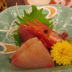 萩姫の湯栄楽館 - 造里「鮪、カンパチ、甘エビ」