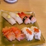 富梅 - 鱧、赤貝、甘エビ、剣先烏賊
      