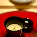 成生 - ①新玉葱すりながし、イタリアンパセリ、フェンネル