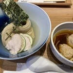 ヨコクラストアハウス - (限定) 名古屋コーチン親鶏スープの昆布水つけめん（醤油） 1,500円