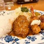 レストランかしわ - 料理写真:Aプレートはハンバーグ・エビフライ・カニクリ