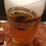 珍しくキリン一番しぼりでした。中生がこのサイズのグラスです。