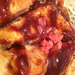 お好み焼だん - だん焼き近影。紅ショウガが憎い。