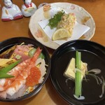 網元 - 散らし寿司、鯛の天ぷら、椀物