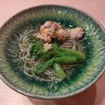 銀座 海味 - 浅利と菜の花の葛ソーメン