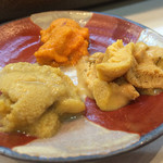 寿司栄 - 雲丹三種盛 利尻 余市 由良