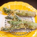 よし町 - 2025.3 山菜天ぷら（タラの芽、うど）