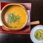 よし町 - 2025.3 あん肝雑炊 香の物（キャベツ）