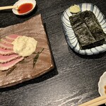 そば 久司 - 鴨スモーク　焼き海苔