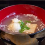 よし町 - 2025.3 大洗産蛤（はまぐり）真薯と胡麻豆腐のお椀