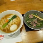 酒楽亭 空庵 - 鴨はちらーめん味玉付と鴨葱皿