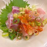 後藤屋 - ヒラメと鯛は生ちりで（ピンボケ）