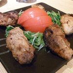 手打そば もり - 2009年12月：牡蠣の蕎麦粉焼き。