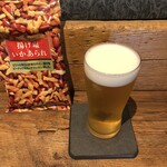 麹町いづみや しろ - あがりビール ・揚げ塩いかあられ 