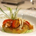 ラ・ベ - オマールブルーと毛蟹　フェンネルクリーム　薩摩甘照トマトのタブレ　雲丹フラン