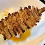 炭焼 銀 - ⑧かわ【塩】(税込230円)
カリカリぽいけど折り畳んだ部分は少しクニュ感もありました
沢山の皮が串に刺されており、まずまずかと思います