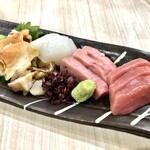 旬菜和味 - お造り盛り(北寄貝、針いか、本鮪トロ、本鮪赤身)