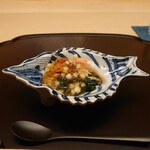 徳ㇵ本也 - 津居山の蟹身とコッペ蟹､ほうれん草､林檎入りジュレ