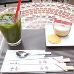 ふなわかふぇ - 抹茶（ICE)と芋プリン