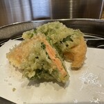 天ぷら 正心庵 - マスと大葉