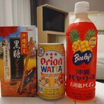 ファミリーマート - ドリンク写真:黒糖プレッツェル＆Orion WATTA（エンダーオレンジ）＆沖縄バヤリース（石垣島パイン）①