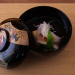 和食 孤一 - 椀　輪島塗の椀　玉子豆腐　きんき　