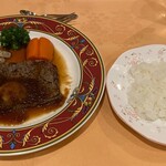 ブルーリボン - 料理写真:サーロインステーキとライス(晩御飯のフレンチコース料理)