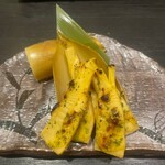 魚介料理 海 - 筍と菜の花の味噌和え