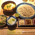 あさひや - ランチセット(カツ丼Mサイズ/せいろ蕎麦Lサイズ/ポテサラ/キンピラ)