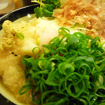 うどん 丸香 - ぶっかけ＜冷＞大盛＜大＞・かしわ天・温泉卵・すだち　ズームアップ