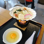 大間温泉海峡保養センター レストラン - 味噌貝焼（調理中）