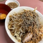 ラーメン荘 おもしろい方へ - 汁なし＋生卵