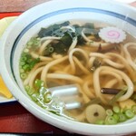 やまびこ路 - 具材は少しの山菜と、ワカメ、刻みネギ　となり

うどんは表面がツルツルとしていて喉越しも良く
シコシコ食感で心地良く
機械なのか、均等な切り方な感じ

キチンとしているグレードな『うどん』だとは思えた