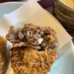 肉とお酒 ミズキ - ・「米沢牛 メンチカツ膳(¥1320)」のメンチ断面。