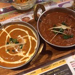 シリジャナ - 左がチキン、右がマトンでいづれも辛口です。