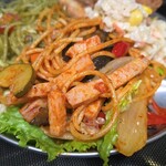 キッチン ブルー グローブ - ナポリタンのアップ