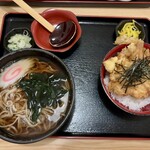 純手打蕎麦処 真人 - 鶏天丼と温かい蕎麦のセット