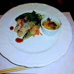 志喜亭 - 桜鯛の炙り　鮎のエスカベッシュ　ホタルイカのココット