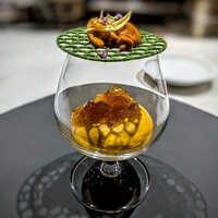 鉄板焼 Tsumugi - 今回の「Tsumugi Course」は、スターターとメインがチョイス出来るプリフィクス。普段なら鉄板焼野菜を選んじゃいそうだけれど、人参のムースの勝ちww